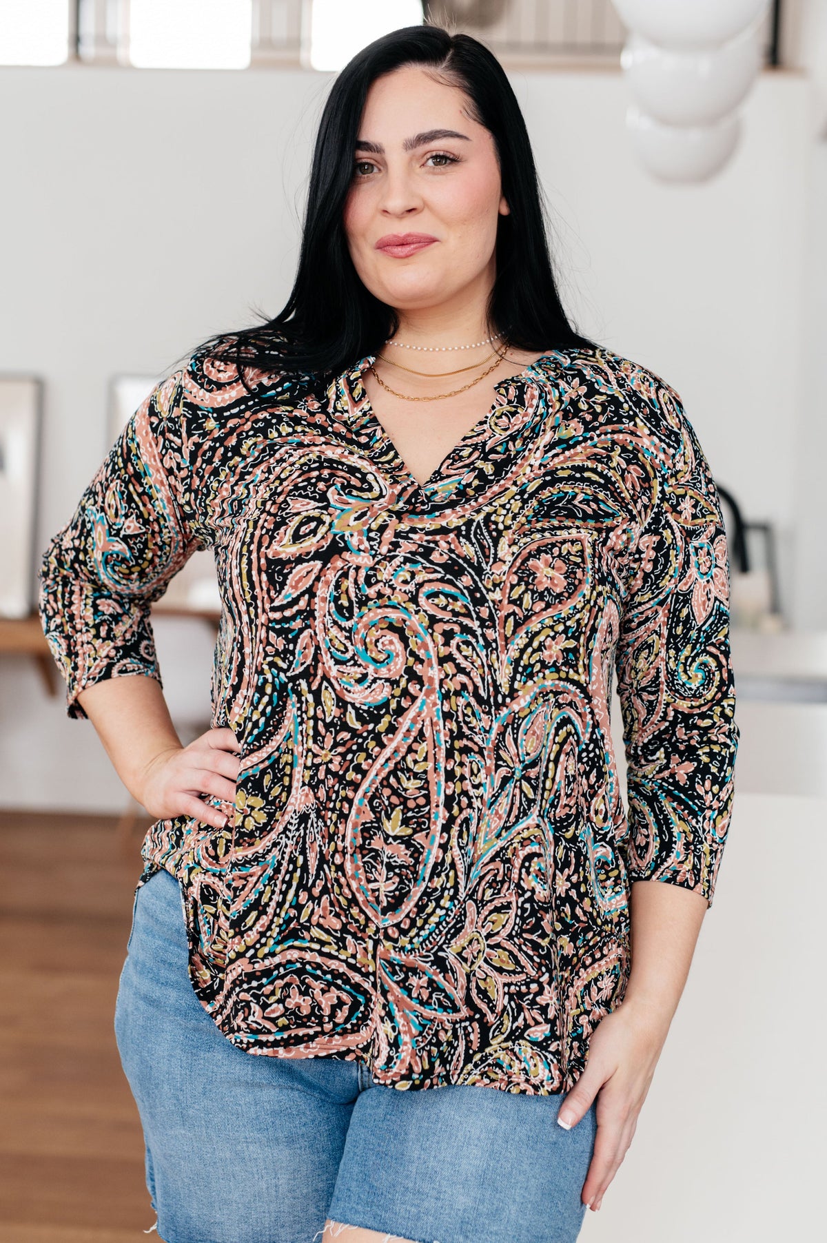 I Think Different Top in Teal Paisley-Womens-Villari Chic, women's online fashion boutique in Severna, Maryland