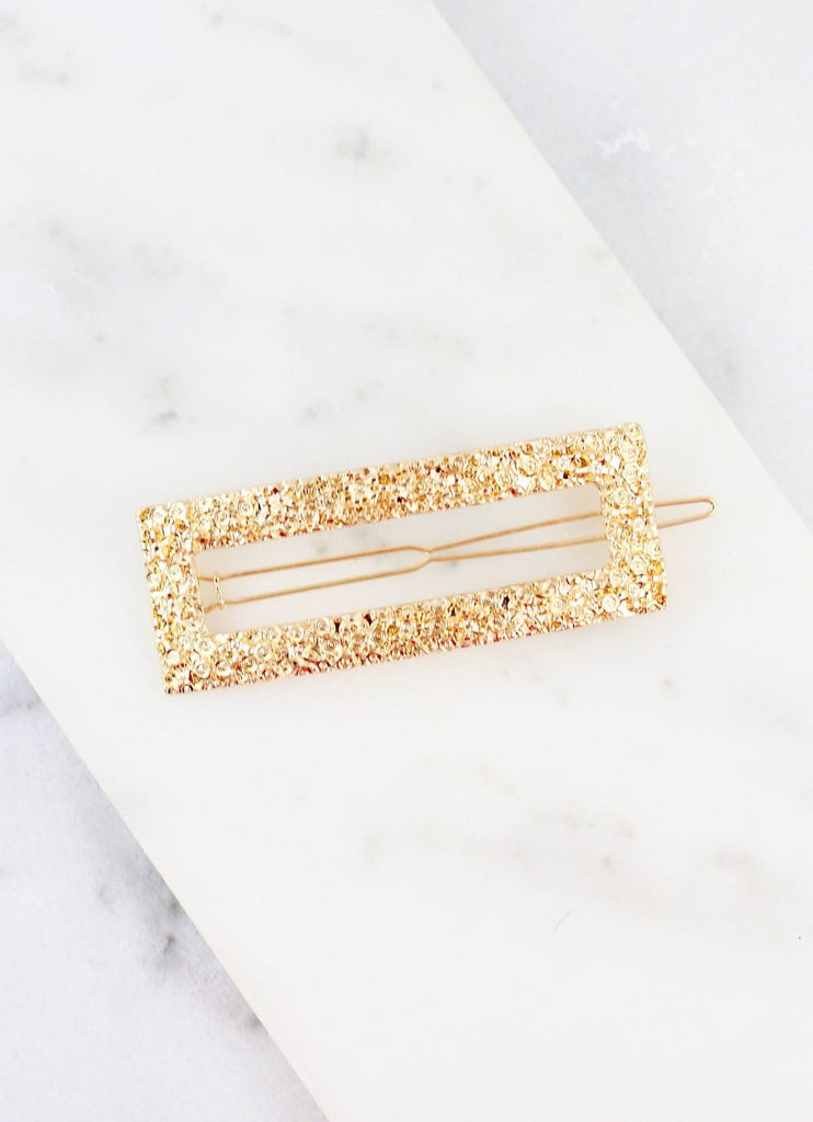 Jesup Textured Rectangle Hair Pin in Gold-Villari Chic, women's online fashion boutique in Severna, Maryland