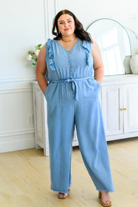 Johanna Chambray Jumpsuit-Womens-Villari Chic, women's online fashion boutique in Severna, Maryland