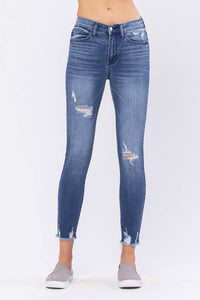 Judy Blue High-Rise Distressed Skinny Jeans-Villari Chic, women's online fashion boutique in Severna, Maryland