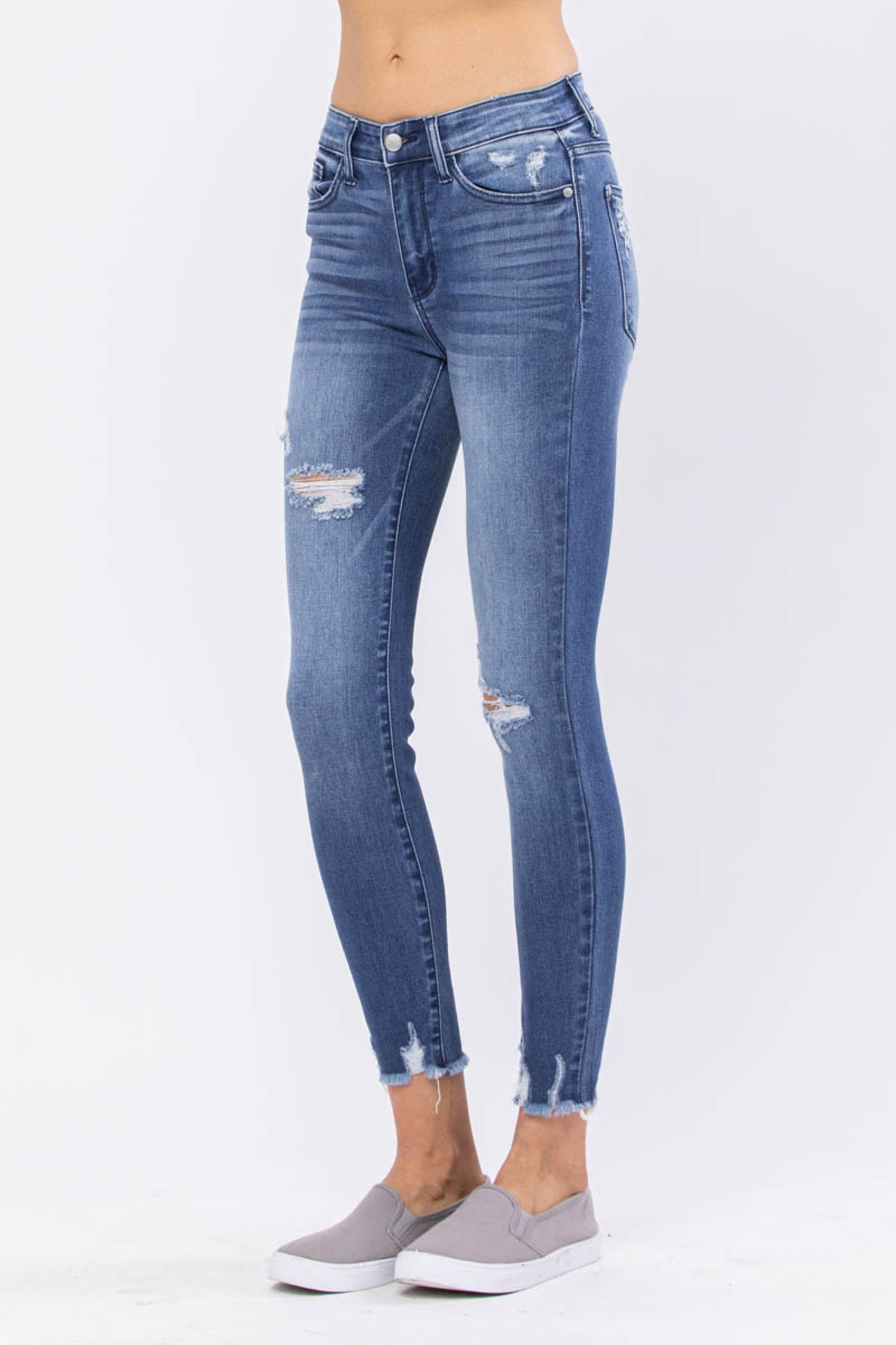 Judy Blue High-Rise Distressed Skinny Jeans-Villari Chic, women's online fashion boutique in Severna, Maryland