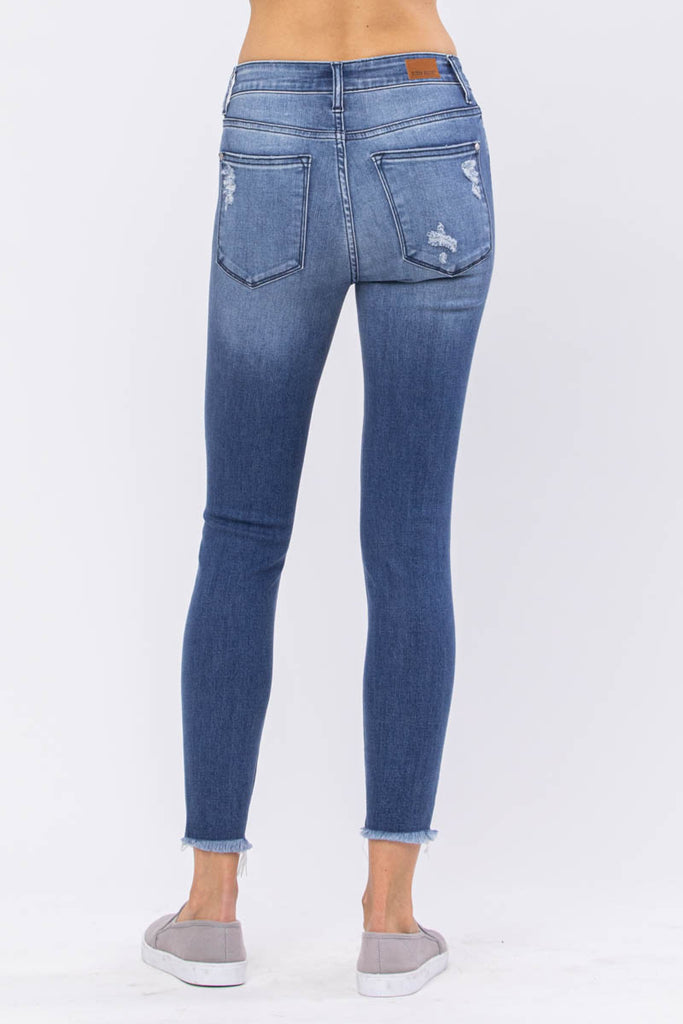 Judy Blue High-Rise Distressed Skinny Jeans-Villari Chic, women's online fashion boutique in Severna, Maryland