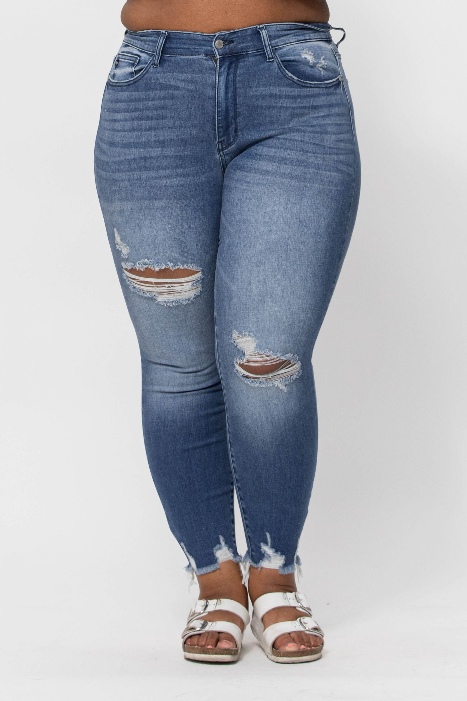 Judy Blue High-Rise Distressed Skinny Jeans