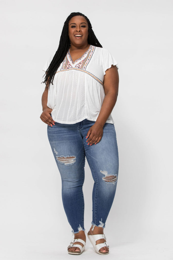 Judy Blue High-Rise Distressed Skinny Jeans-Villari Chic, women's online fashion boutique in Severna, Maryland