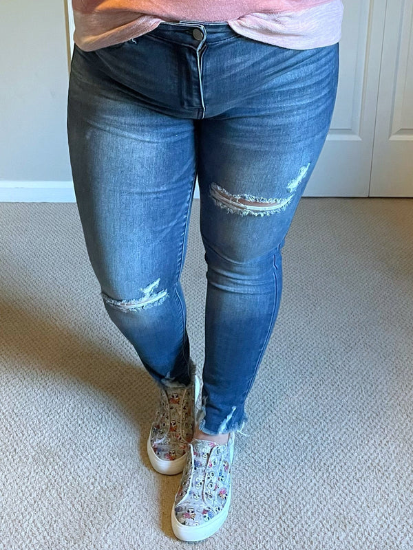 Judy Blue High-Rise Distressed Skinny Jeans-Villari Chic, women's online fashion boutique in Severna, Maryland