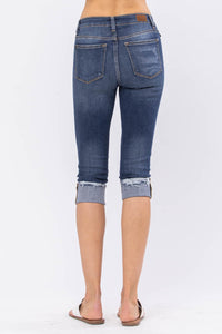 Judy Blue Mid-Rise Destroyed Cuff Capris-Villari Chic, women's online fashion boutique in Severna, Maryland