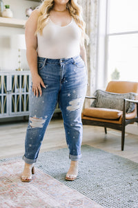 Judy Blue Star Crossed Boyfriend Jeans-Womens-Villari Chic, women's online fashion boutique in Severna, Maryland