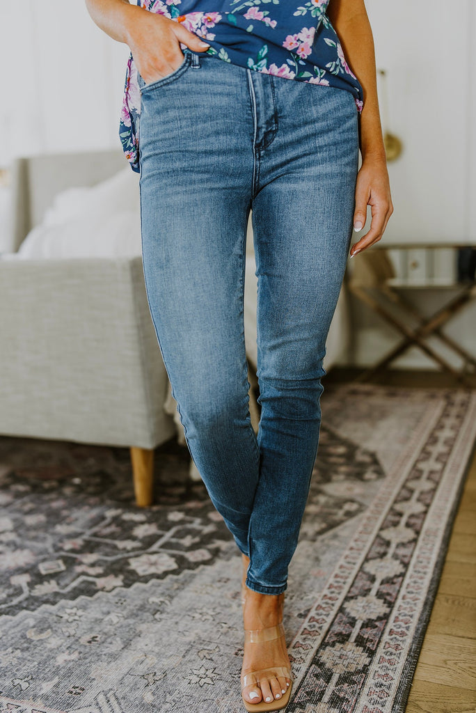 Judy Blue Tummy Control Cool Denim Skinny Jeans-Womens-Villari Chic, women's online fashion boutique in Severna, Maryland