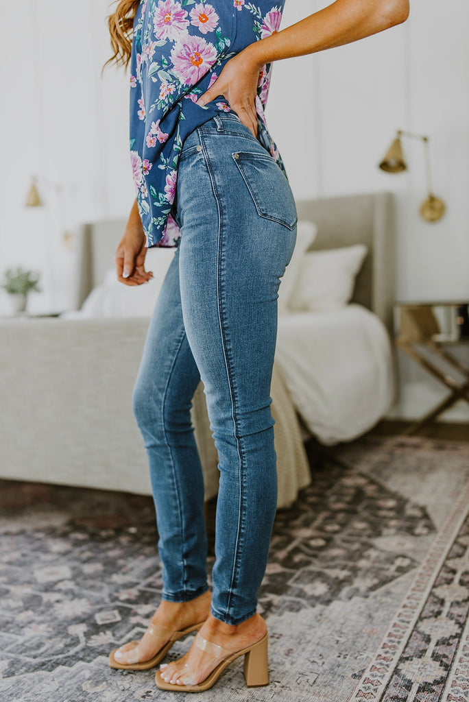 Judy Blue Tummy Control Cool Denim Skinny Jeans-Womens-Villari Chic, women's online fashion boutique in Severna, Maryland