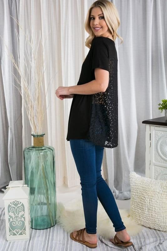 Lace-Back Babydoll Top in Black-Villari Chic, women's online fashion boutique in Severna, Maryland
