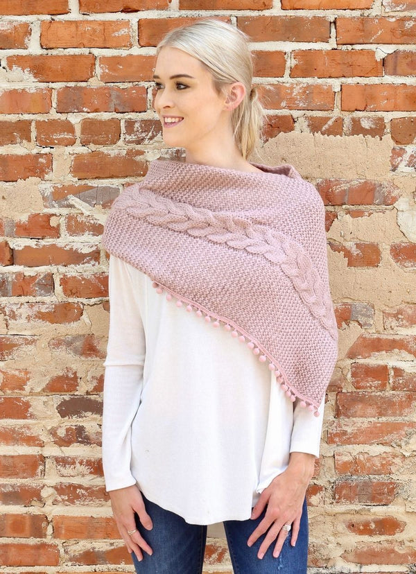 Layne Loop Scarf with Pom Pom Detail in Dusty Pink-Villari Chic, women's online fashion boutique in Severna, Maryland