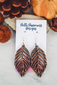 Leaf Cutout Wood Dangle Earrings-Villari Chic, women's online fashion boutique in Severna, Maryland