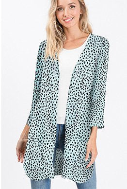 Lightweight Dalmatian Cardigan with Side Slits in Mint-Villari Chic, women's online fashion boutique in Severna, Maryland