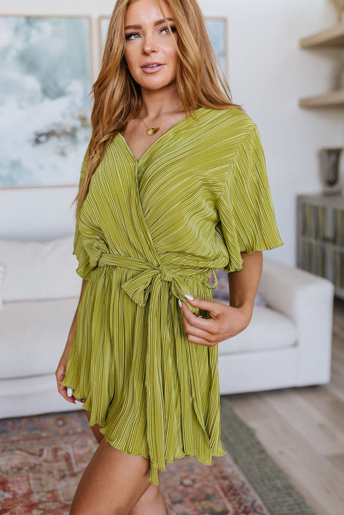 Lovely Life Plisse Romper in Green-Womens-Villari Chic, women's online fashion boutique in Severna, Maryland