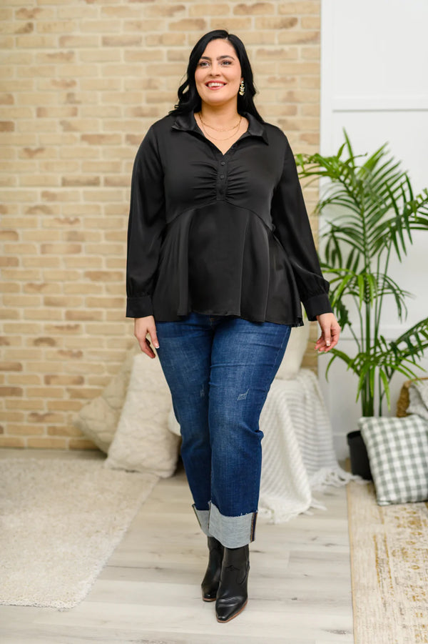 Little Love Songs Blouse in Sleek Black-Womens-Villari Chic, women's online fashion boutique in Severna, Maryland