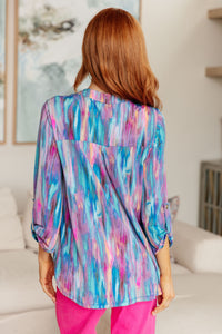 Little Lovely Blouse in Blue Multi-Tops-Villari Chic, women's online fashion boutique in Severna, Maryland