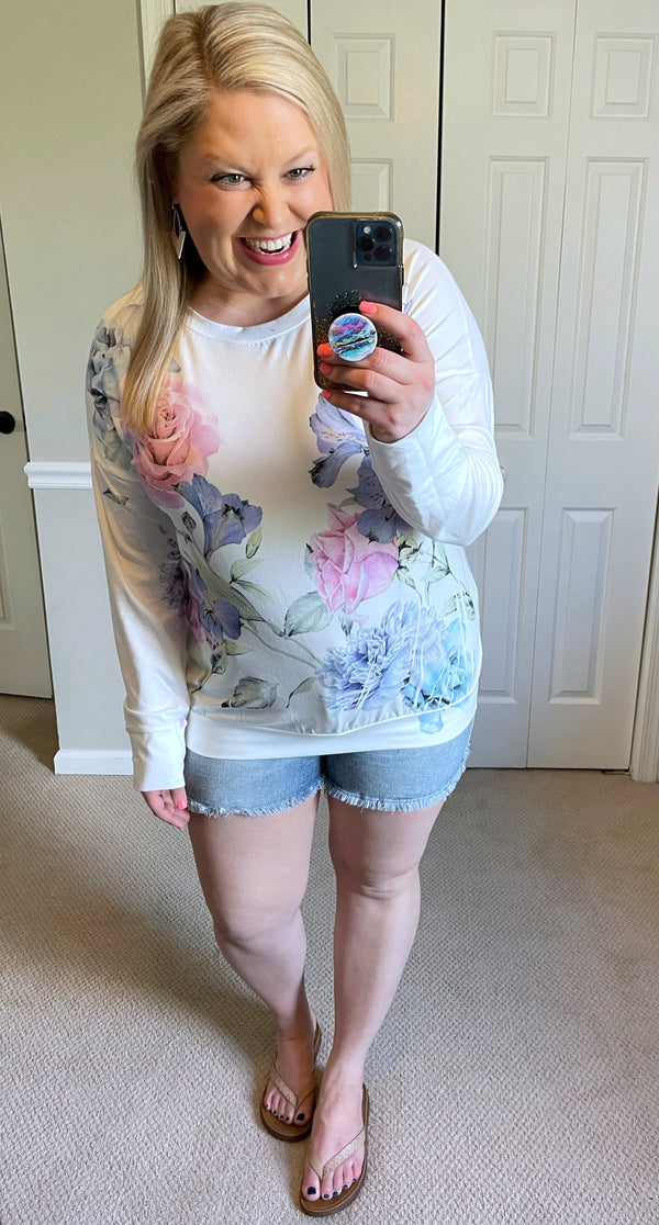 Long-Sleeved Buttery Soft Spring Floral Top-Villari Chic, women's online fashion boutique in Severna, Maryland