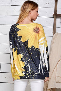 Long-Sleeved Buttery Soft Sunflower Top-Villari Chic, women's online fashion boutique in Severna, Maryland