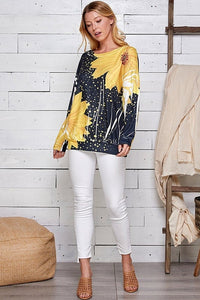 Long-Sleeved Buttery Soft Sunflower Top-Villari Chic, women's online fashion boutique in Severna, Maryland