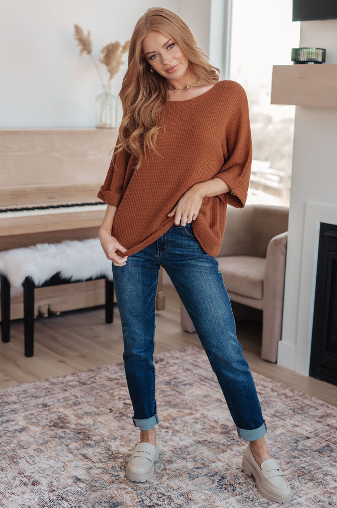 Lotta Love Knitted Sweater Top in Rust-Womens-Villari Chic, women's online fashion boutique in Severna, Maryland