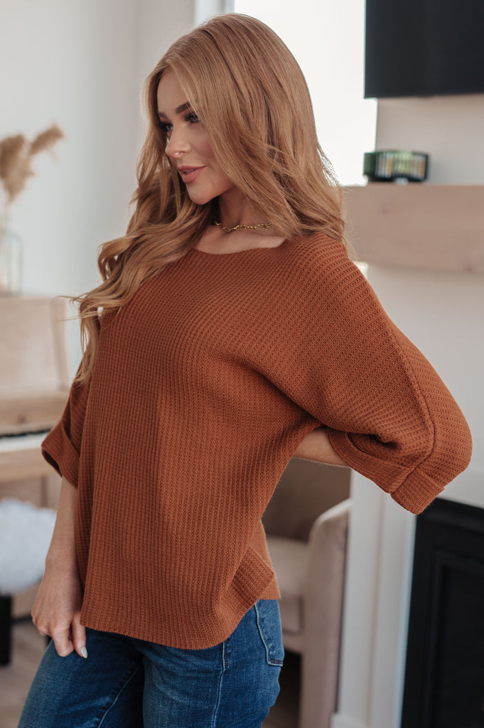 Lotta Love Knitted Sweater Top in Rust-Womens-Villari Chic, women's online fashion boutique in Severna, Maryland