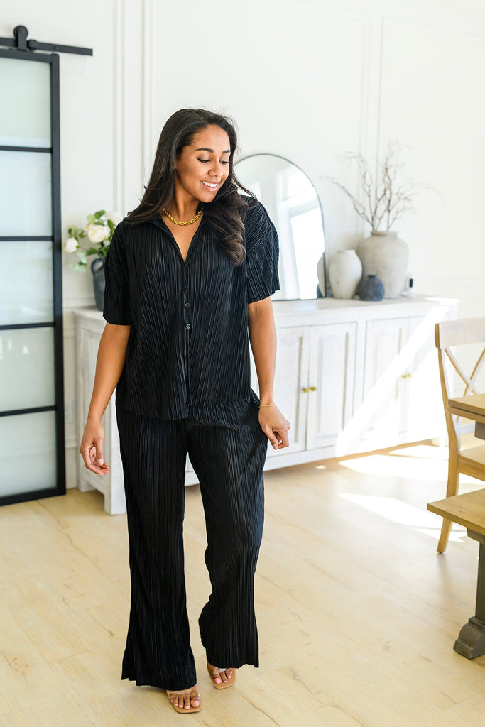 Low Key Perfect Plisse Set in Black-Womens-Villari Chic, women's online fashion boutique in Severna, Maryland