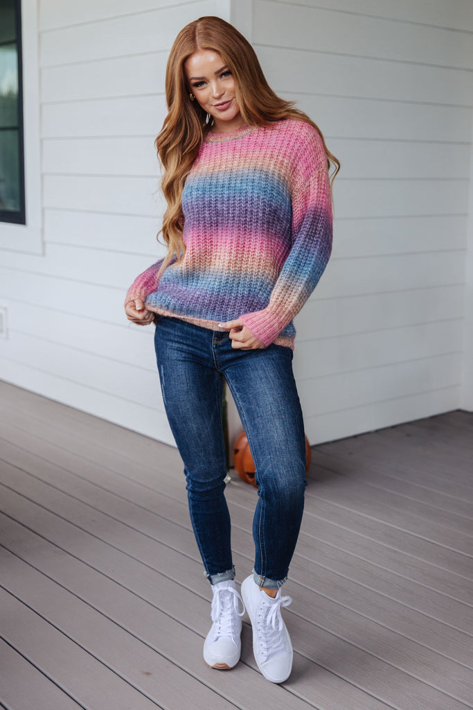 Make Your Own Kind of Music Rainbow Sweater-Womens-Villari Chic, women's online fashion boutique in Severna, Maryland