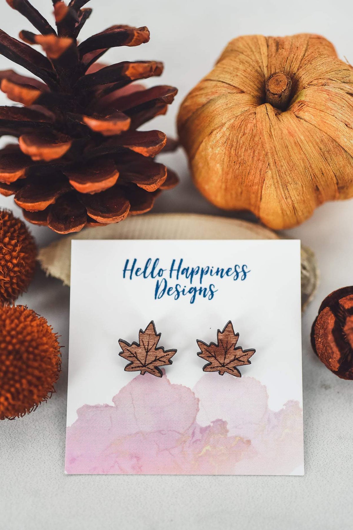 Maple Leaf Wood Stud Earrings-Villari Chic, women's online fashion boutique in Severna, Maryland