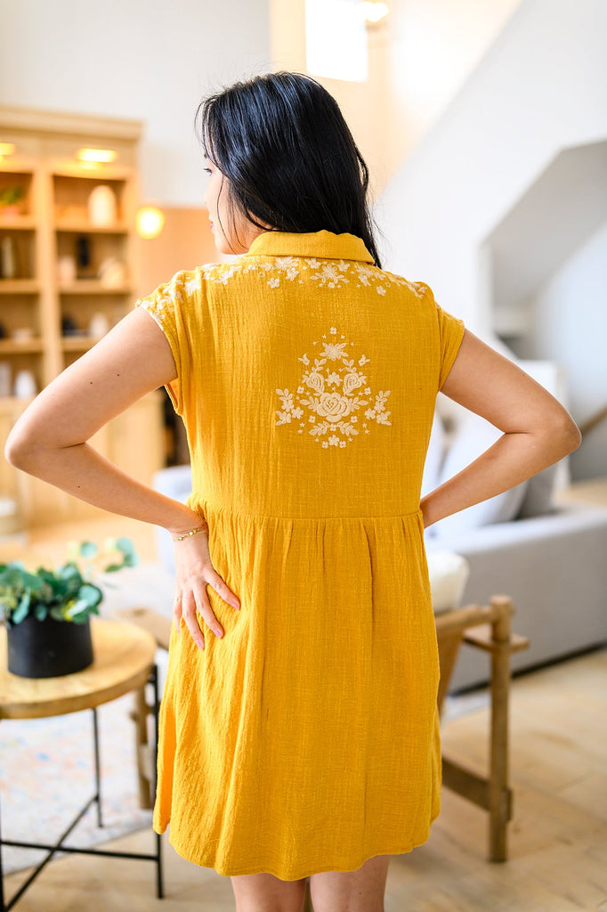 Marigold Embroidered Dress-Womens-Villari Chic, women's online fashion boutique in Severna, Maryland
