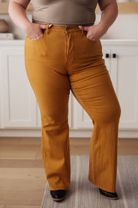 Judy Blue High-Rise Tummy Control Flares in Marigold-Womens-Villari Chic, women's online fashion boutique in Severna, Maryland