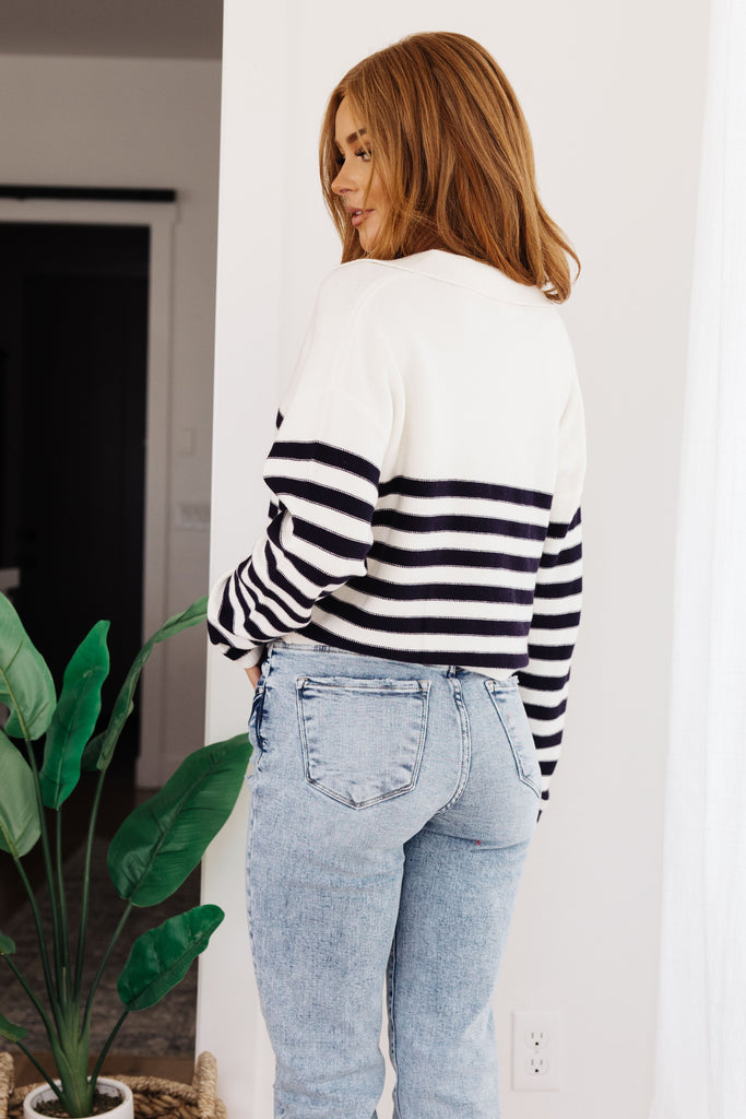 Memorable Moments Striped Sweater in Navy & White-Womens-Villari Chic, women's online fashion boutique in Severna, Maryland
