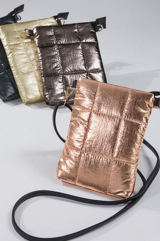 Metallic Puffer Crossbody Bag - 4 Colors!-Villari Chic, women's online fashion boutique in Severna, Maryland