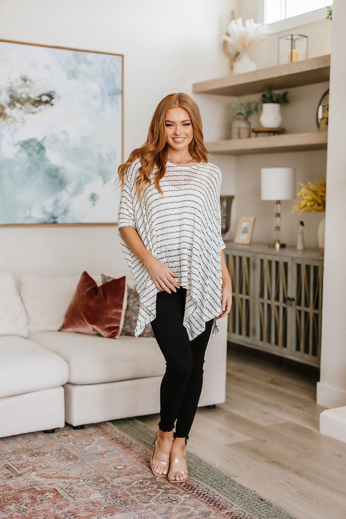 Meyers Striped High-Low Boxy Top in Ivory-Womens-Villari Chic, women's online fashion boutique in Severna, Maryland