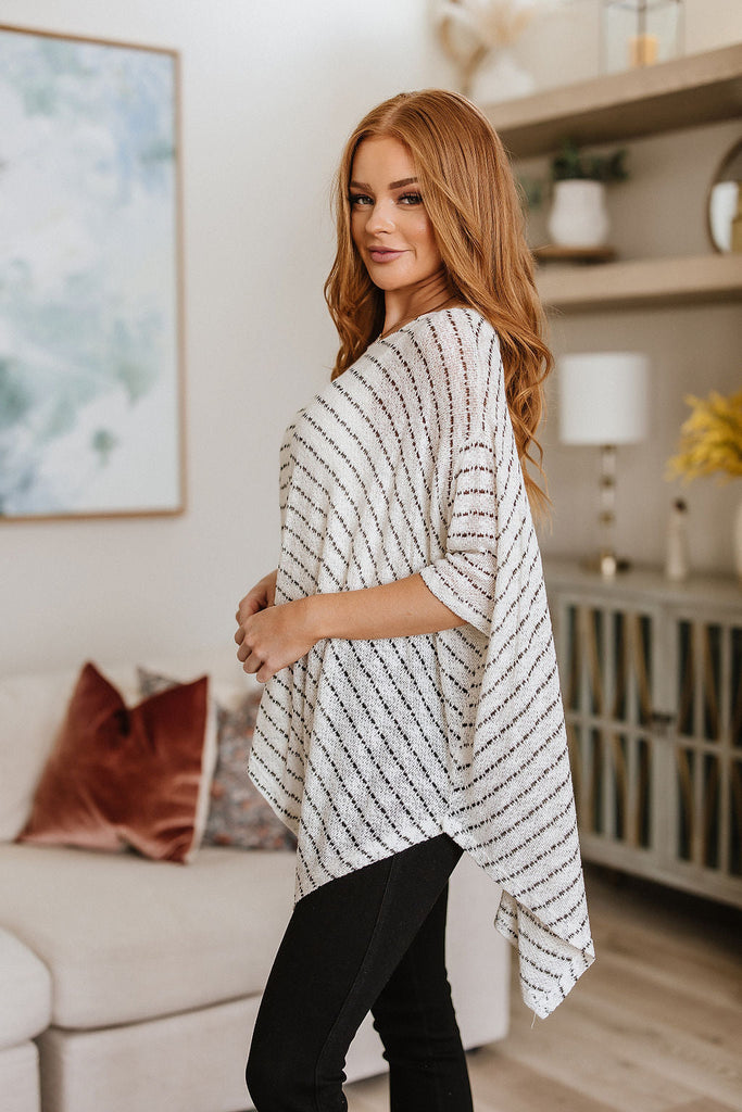 Meyers Striped High-Low Boxy Top in Ivory-Womens-Villari Chic, women's online fashion boutique in Severna, Maryland