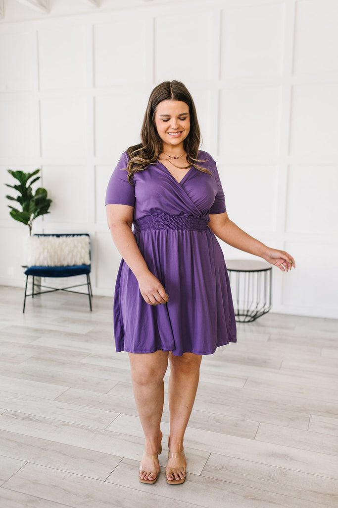 Miss Independent V-Neck Dress in Purple-Womens-Villari Chic, women's online fashion boutique in Severna, Maryland