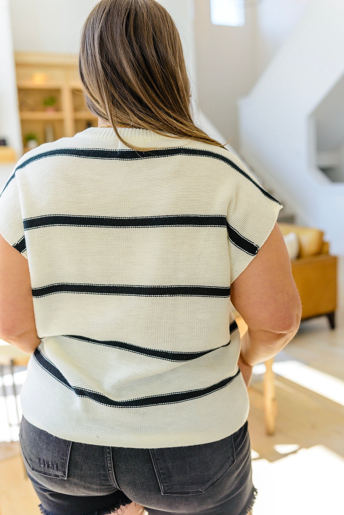 More or Less Striped Sweater in Ivory & Black-Womens-Villari Chic, women's online fashion boutique in Severna, Maryland