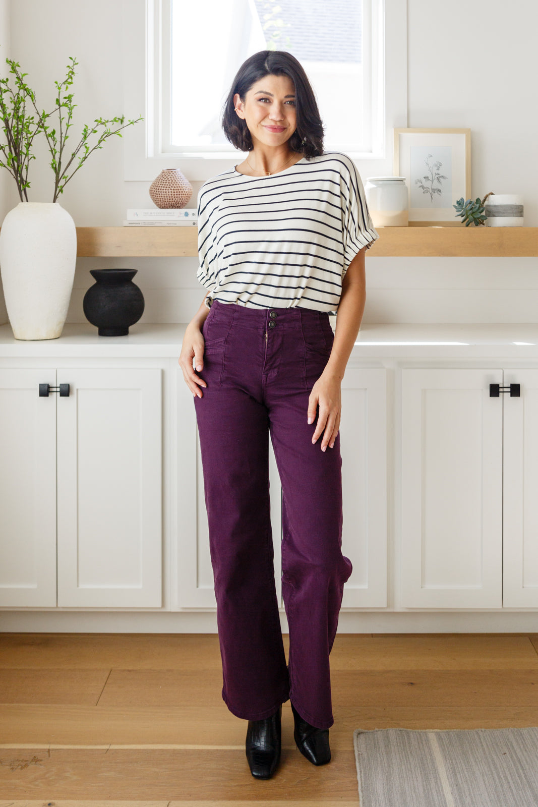 Petunia High-Rise Wide Leg Jeans in Plum by Micah Denim-Womens-Villari Chic, women's online fashion boutique in Severna, Maryland