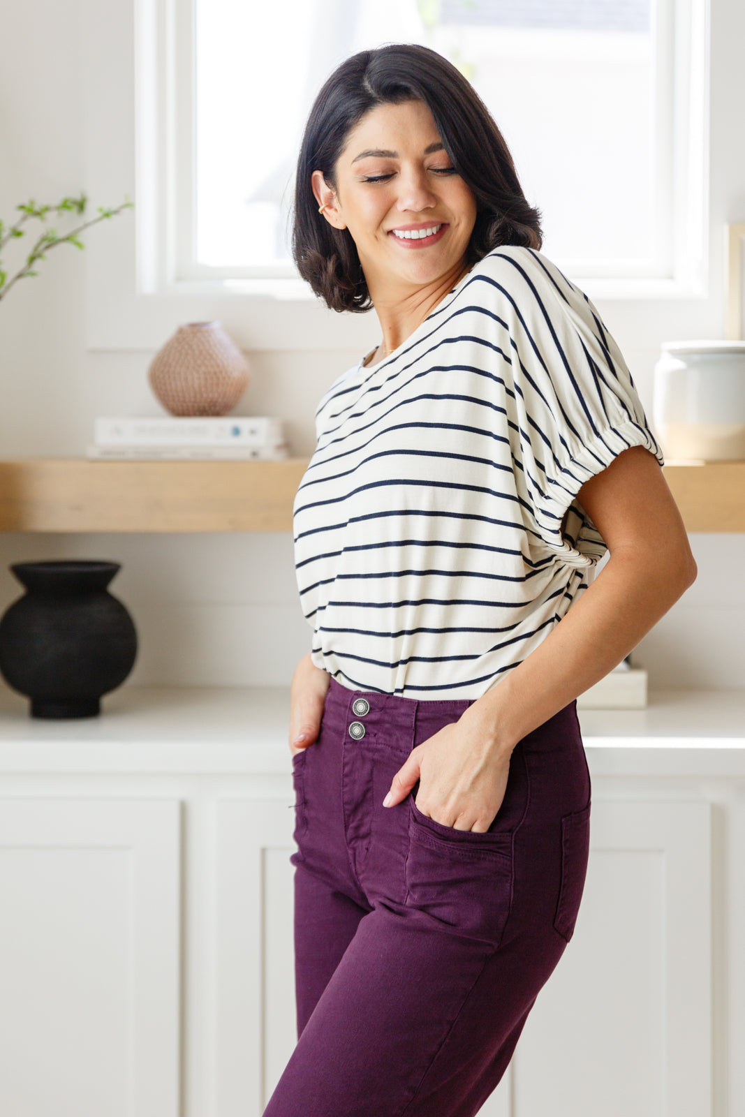 Much Ado About Nothing Navy Striped Top-Womens-Villari Chic, women's online fashion boutique in Severna, Maryland