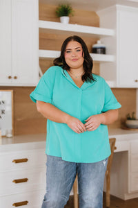 New & Noteworthy Top in Aqua-Womens-Villari Chic, women's online fashion boutique in Severna, Maryland