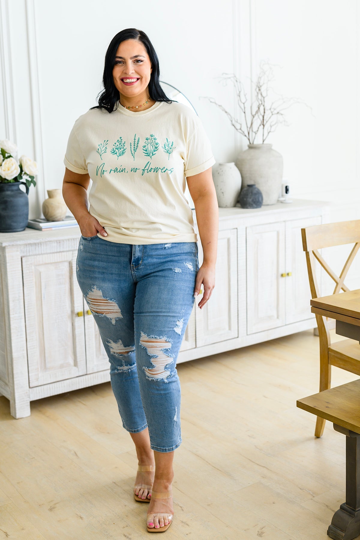 No Rain No Flowers Graphic Tee-Womens-Villari Chic, women's online fashion boutique in Severna, Maryland