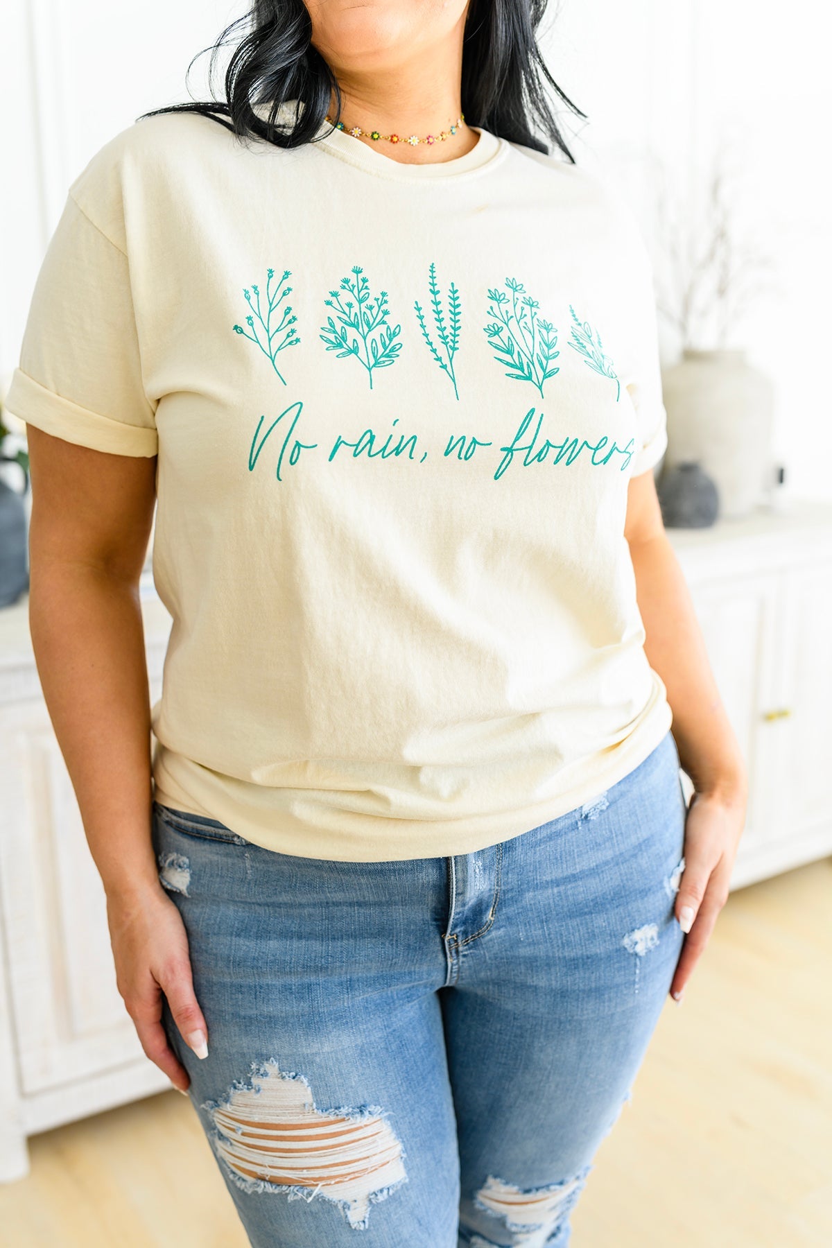 No Rain No Flowers Graphic Tee-Womens-Villari Chic, women's online fashion boutique in Severna, Maryland