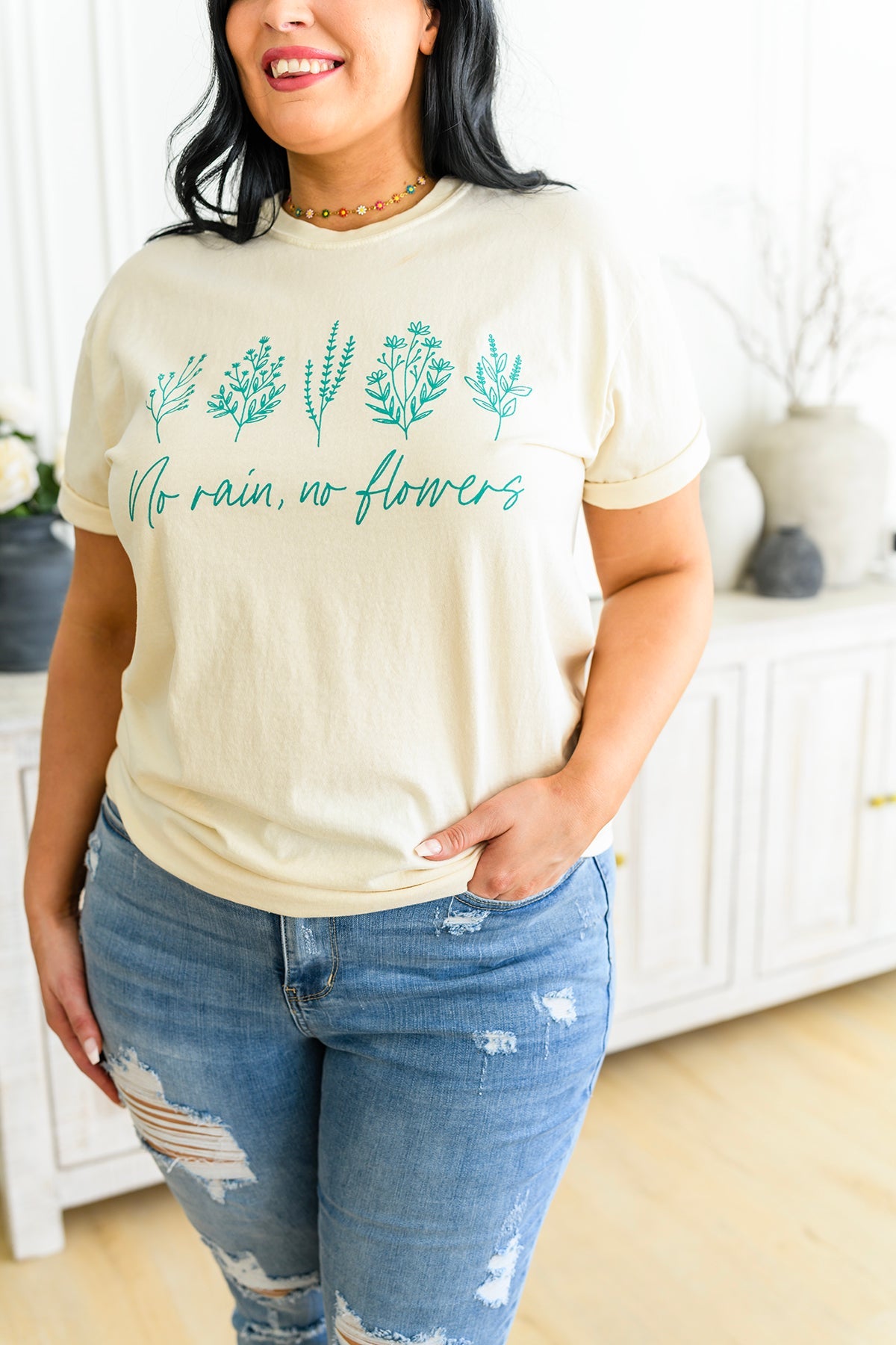 No Rain No Flowers Graphic Tee-Womens-Villari Chic, women's online fashion boutique in Severna, Maryland