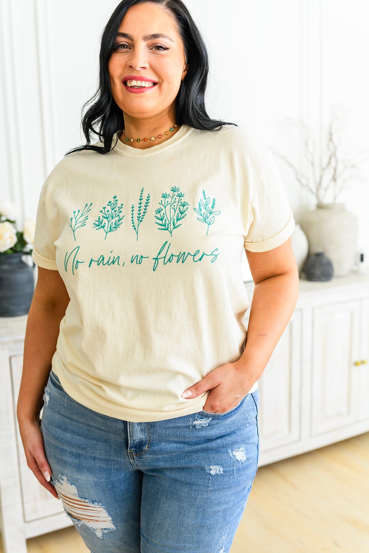 No Rain No Flowers Graphic Tee-Womens-Villari Chic, women's online fashion boutique in Severna, Maryland