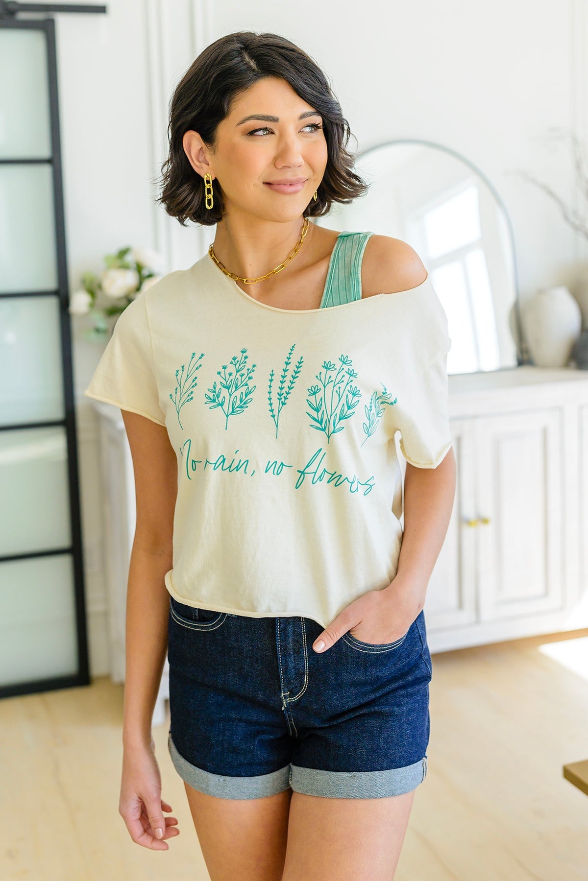 No Rain No Flowers Graphic Tee-Womens-Villari Chic, women's online fashion boutique in Severna, Maryland