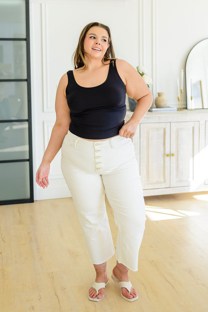 Judy Blue Not Too Salty High-Rise Wide Leg Cropped Jeans in White-Womens-Villari Chic, women's online fashion boutique in Severna, Maryland