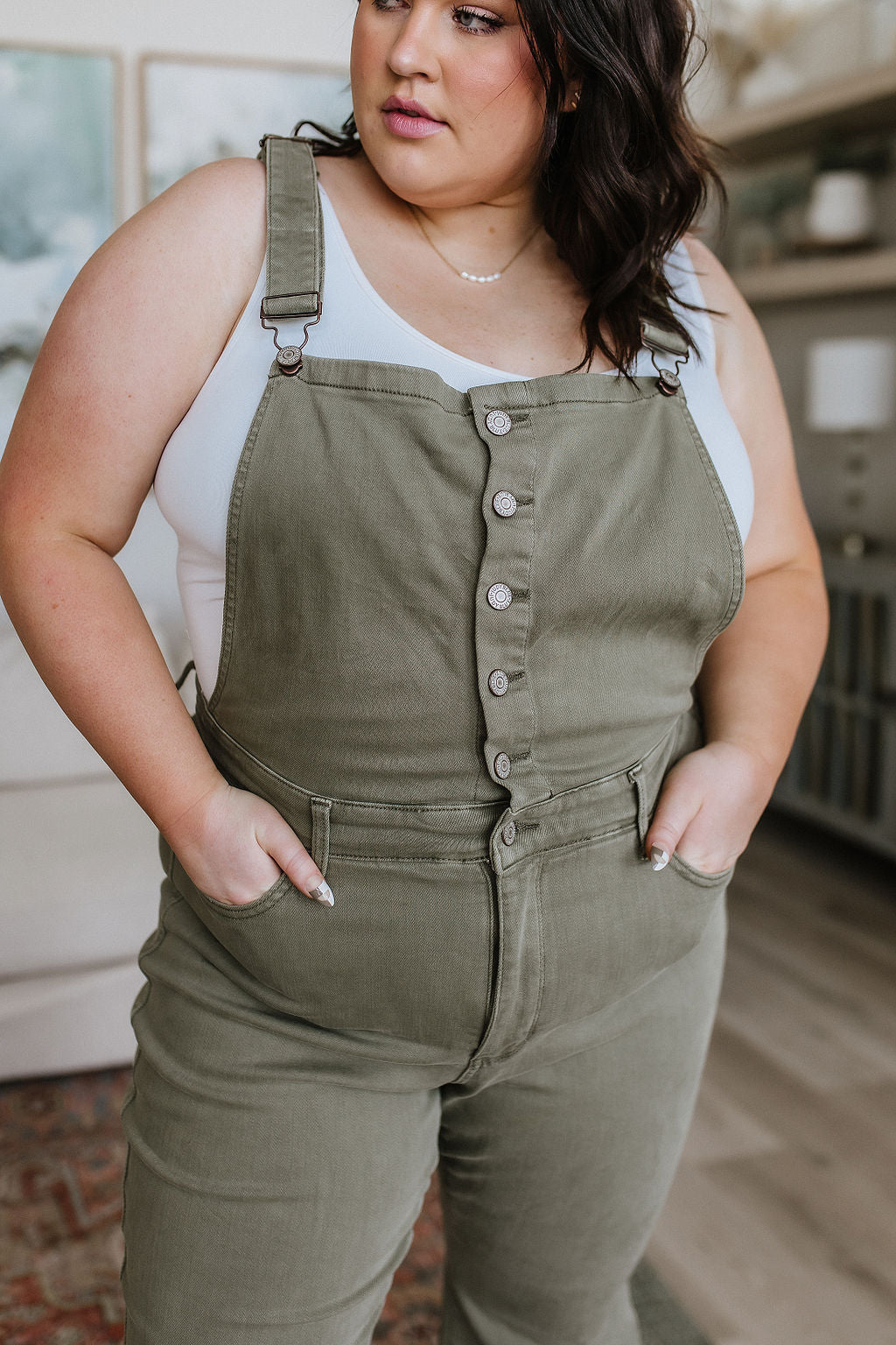 Judy Blue Control Top Overalls in Olive-Womens-Villari Chic, women's online fashion boutique in Severna, Maryland