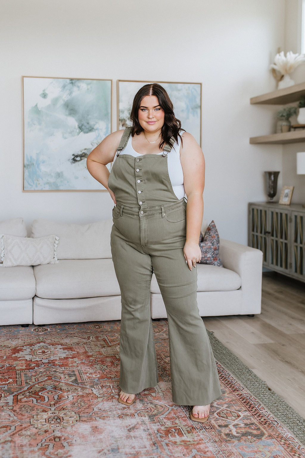 Judy Blue Control Top Overalls in Olive-Womens-Villari Chic, women's online fashion boutique in Severna, Maryland