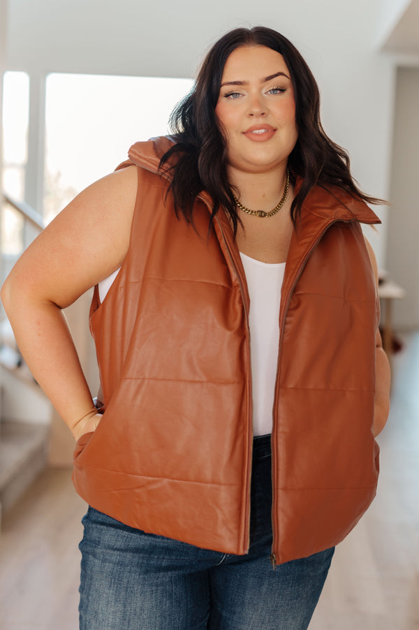 Persistence Pays Off Faux Leather Puffer Vest-Womens-Villari Chic, women's online fashion boutique in Severna, Maryland