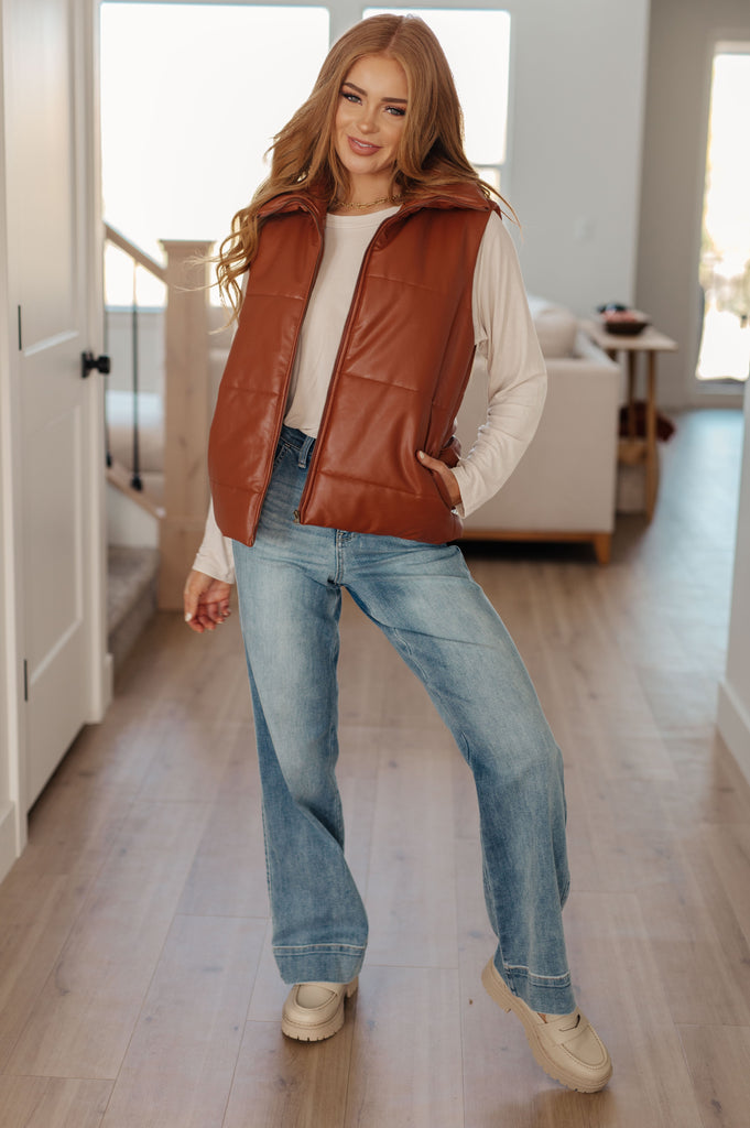 Persistence Pays Off Faux Leather Puffer Vest-Womens-Villari Chic, women's online fashion boutique in Severna, Maryland