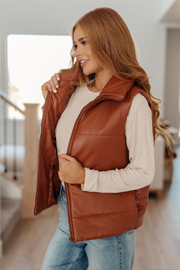 Persistence Pays Off Faux Leather Puffer Vest-Womens-Villari Chic, women's online fashion boutique in Severna, Maryland